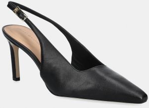 Kožené lodičky Tommy Hilfiger SQUARED TOE HIGH HEEL SLINGBACK čierna farba, FW0FW08636