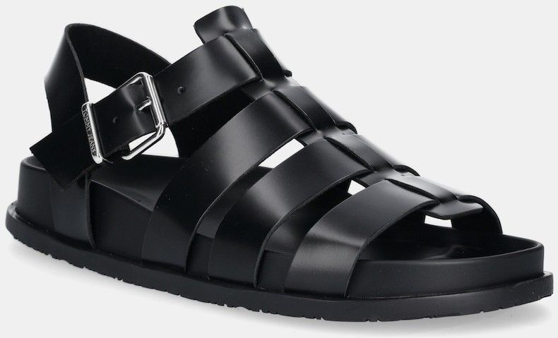 Kožené sandále Tommy Jeans TJW FISHERMAN PATENT SANDAL čierna farba, EN0EN02874