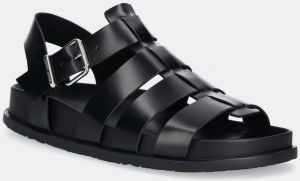 Kožené sandále Tommy Jeans TJW FISHERMAN PATENT SANDAL čierna farba, EN0EN02874