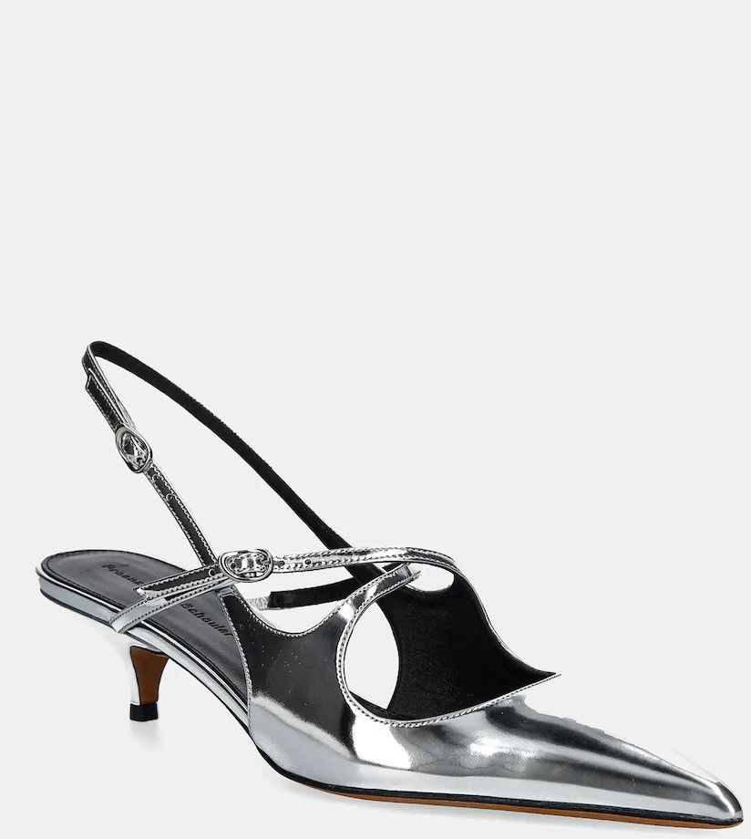 Kožené lodičky Proenza Schouler Slash strieborná farba, SH252038