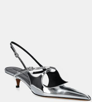 Kožené lodičky Proenza Schouler Slash strieborná farba, SH252038