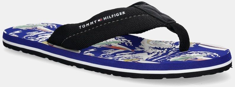 Šľapky Tommy Hilfiger TH SURF PRINT BEACH SANDAL čierna farba, FM0FM05509