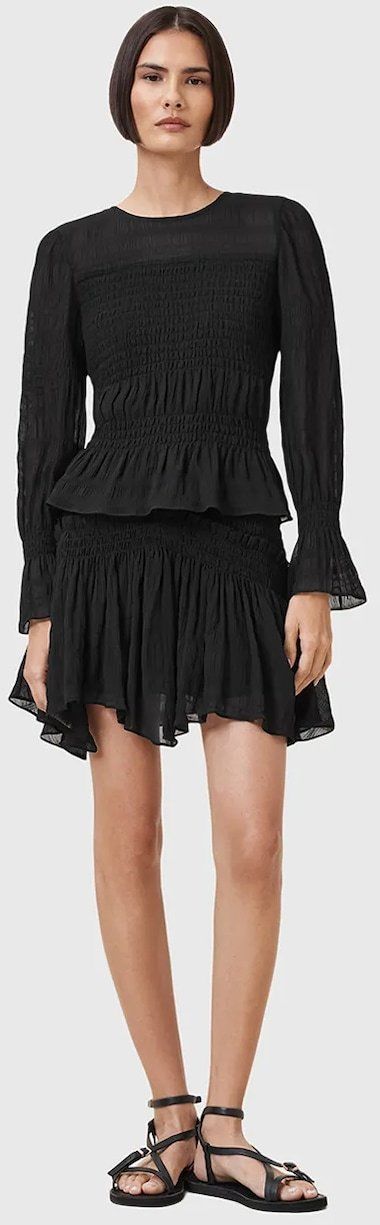 Sukňa AllSaints PAMELA čierna farba, mini, áčkový strih, W039RC