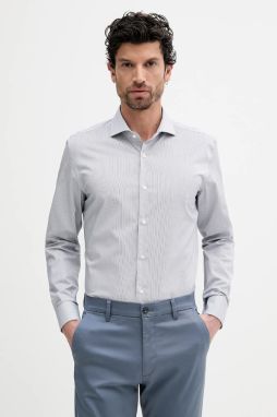 Bavlnená košeľa BOSS tmavomodrá farba, slim, s klasickým golierom, 50545826