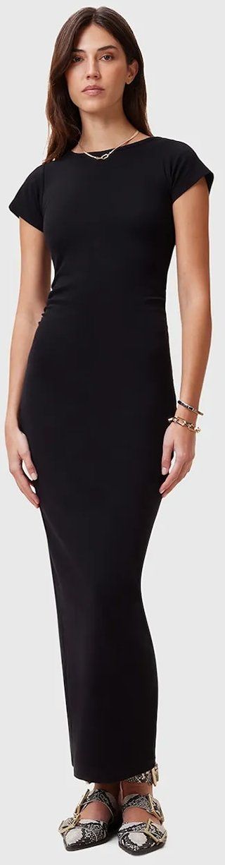 Bavlnené šaty AllSaints KATARINA čierna farba, maxi, priliehavé, W253DC