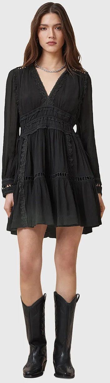 Šaty AllSaints XANTHE čierna farba, mini, áčkový strih, W213DC