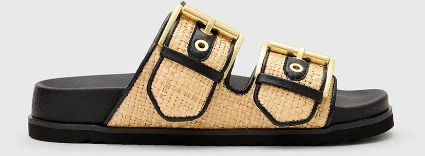 Šľapky AllSaints Sian Raffia Sandal béžová farba, W091FC
