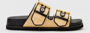 Šľapky AllSaints Sian Raffia Sandal béžová farba, W091FC