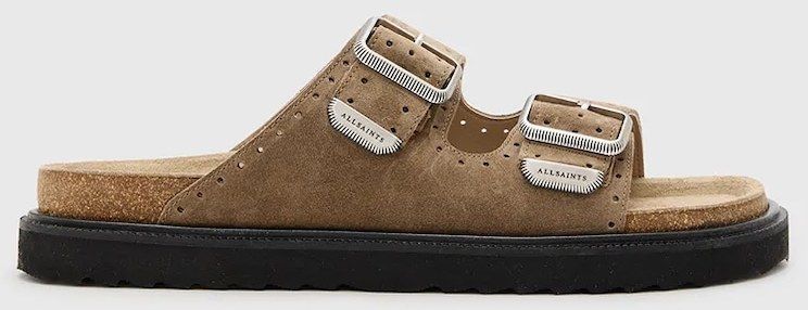 Semišové šľapky AllSaints Randal Sandal hnedá farba, M002FC