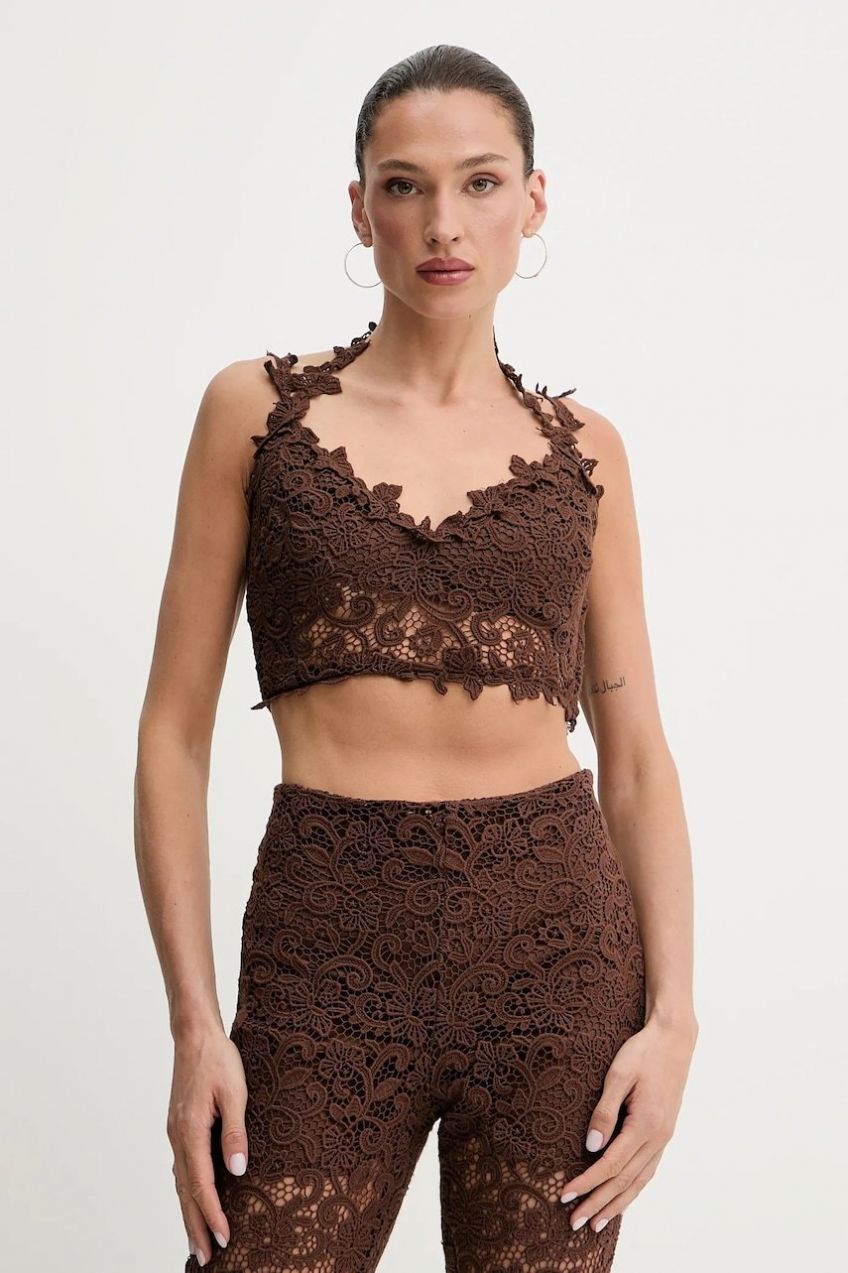 Top Ermanno Scervino hnedá farba, jednofarebná, D464L601HGJ