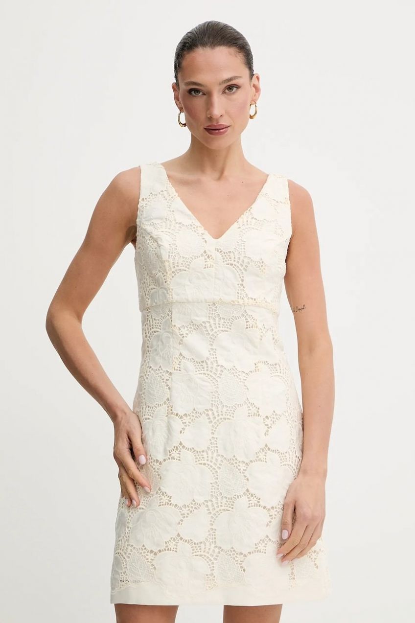 Šaty Guess VEGA béžová farba, mini, priliehavé, W5GK72 WH6I0