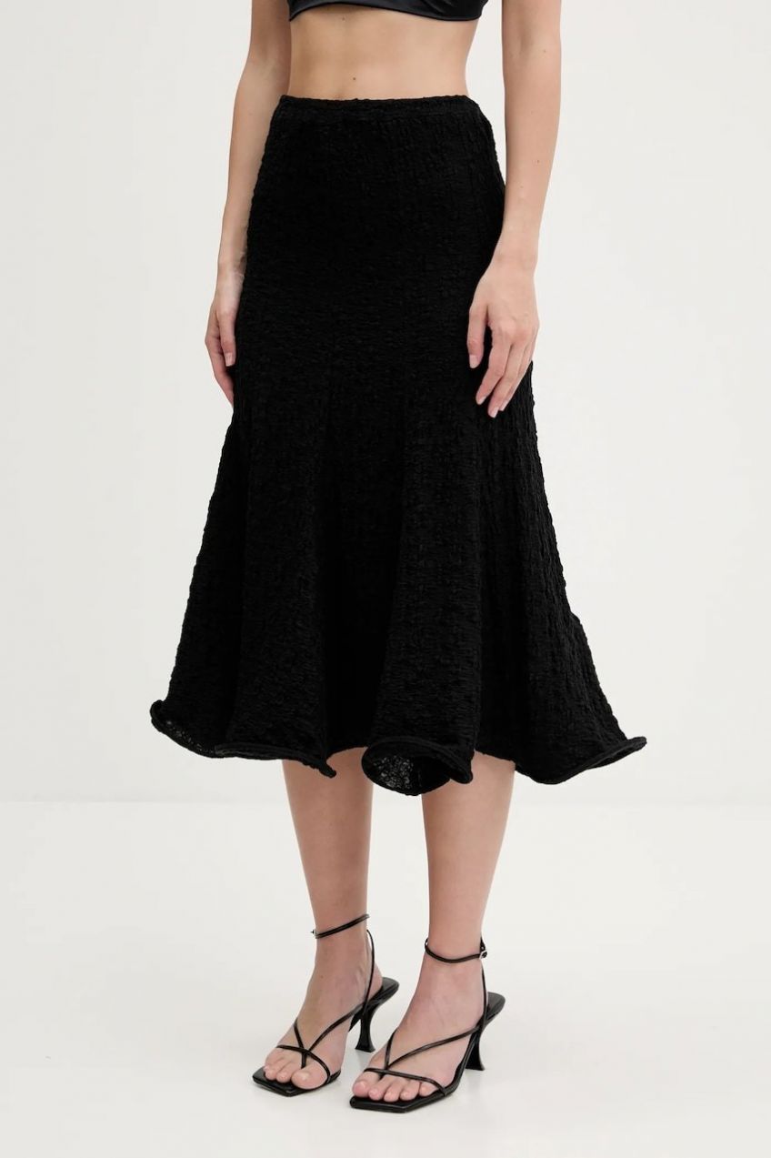 Sukňa MSGM čierna farba, midi, áčkový strih, 3842MDD06.257317