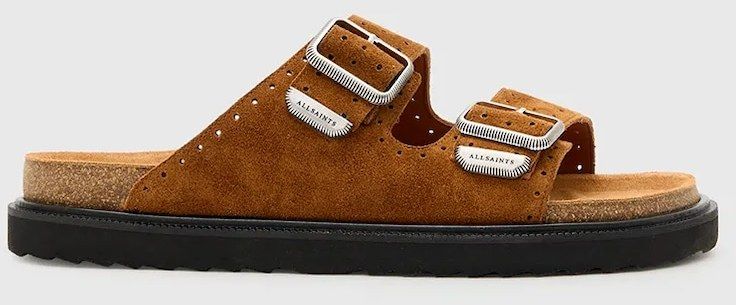Semišové šľapky AllSaints Randal Sandal hnedá farba, M002FC