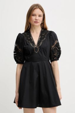 Bavlnené šaty Twinset čierna farba, mini, áčkový strih, 251TT2334