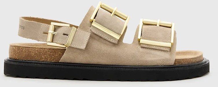 Semišové sandále AllSaints Isla Sandal béžová farba, W045FC