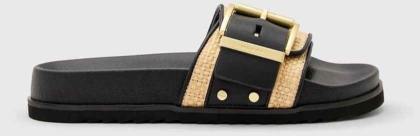 Šlapky AllSaints Ellie Raffia Slider čierna farba, W003FD