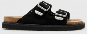 Semišové šľapky AllSaints Randal Sandal čierna farba, M002FC