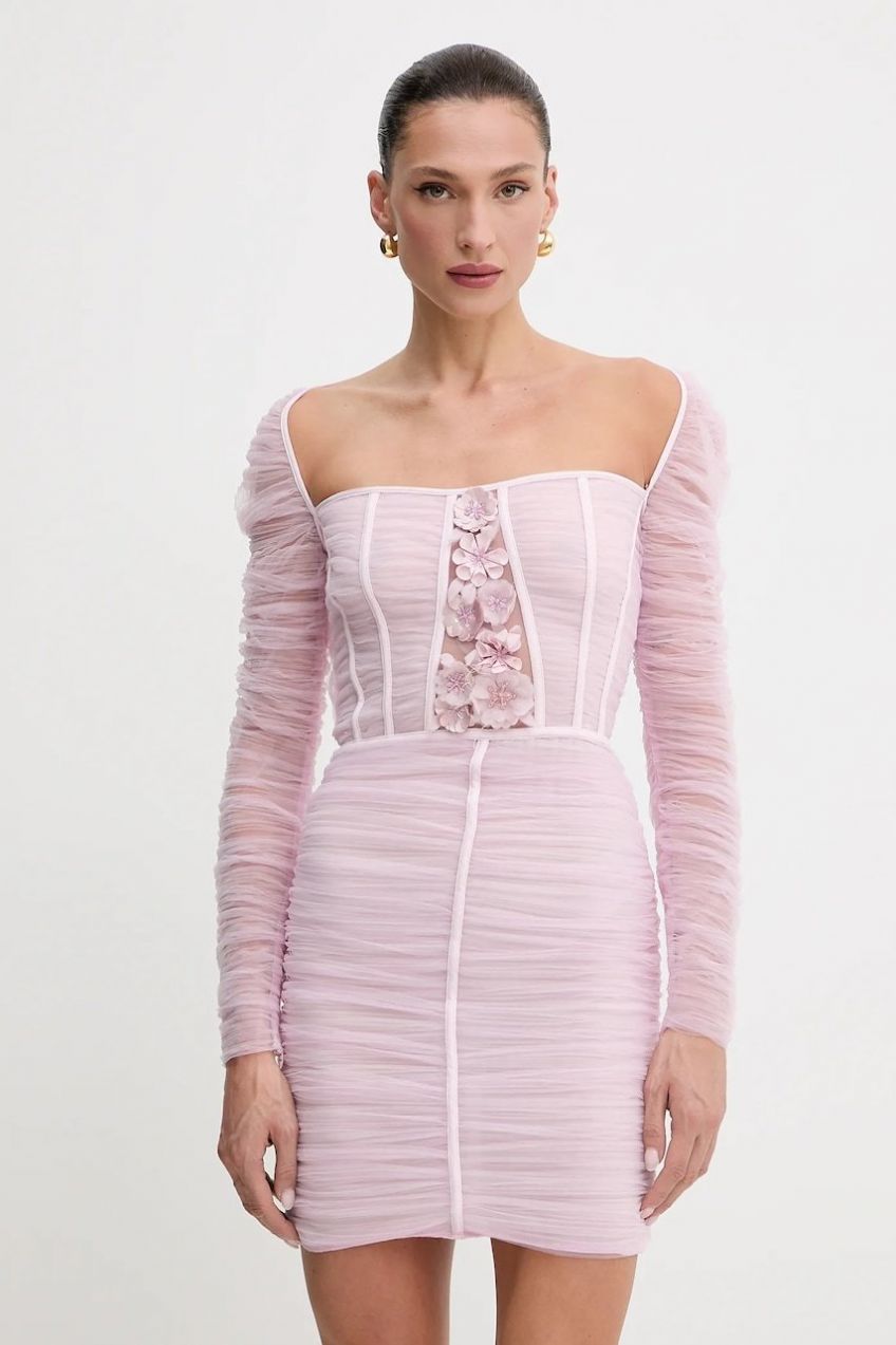 Šaty Elisabetta Franchi ružová farba, mini, priliehavé, AB68352E2