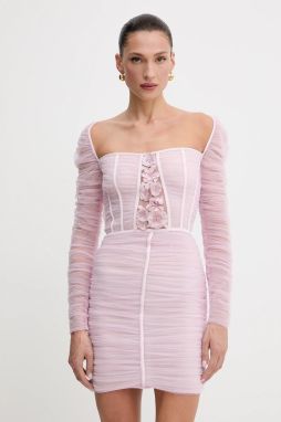 Šaty Elisabetta Franchi ružová farba, mini, priliehavé, AB68352E2