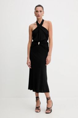 Šaty Elisabetta Franchi čierna farba, maxi, rovný strih, AB71952E2