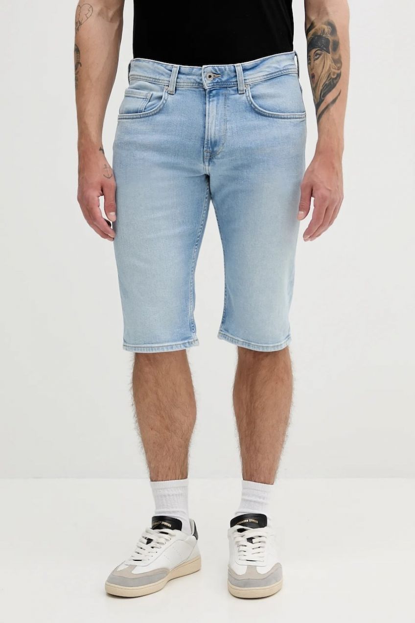 Rifľové krátke nohavice Pepe Jeans STRAIGHT SHORT CASH PM801081ID0