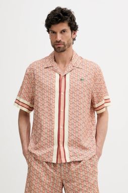 Košeľa Lacoste oranžová farba, voľný strih, CH9094