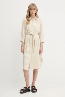 Šaty Armani Exchange béžová farba, mini, rovný strih, XW000484 AF12744