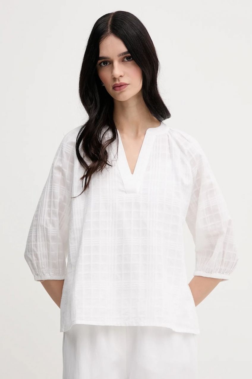 Bavlnená blúzka Barbour Heidi biela farba, jednofarebná, LSH1668WH11