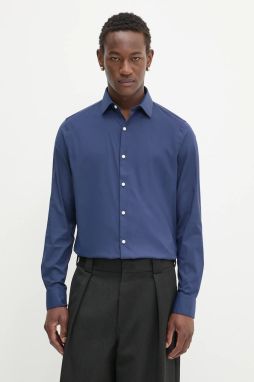 Košeľa Calvin Klein tmavomodrá farba, slim, s klasickým golierom, LV019EU025