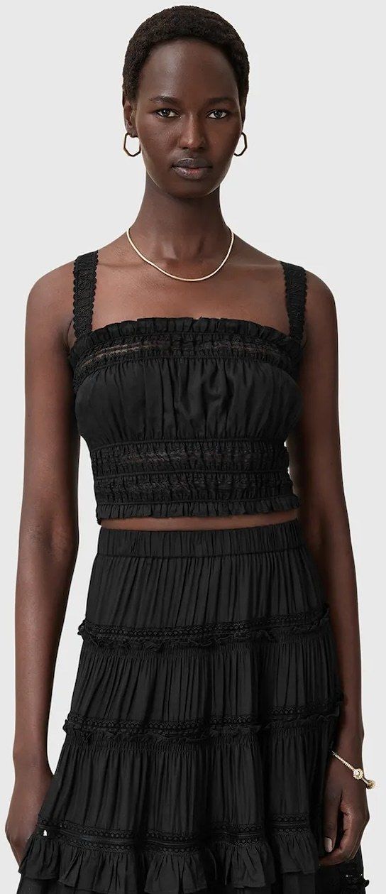 Blúzka AllSaints TALIA čierna farba, jednofarebná, W070PC