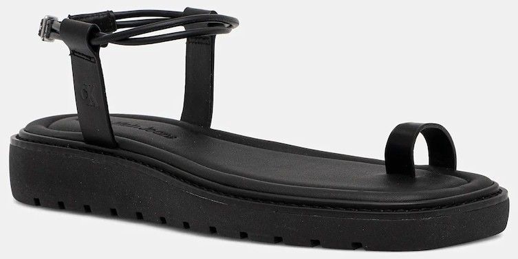 Sandále Calvin Klein Jeans ROPE TOE POST SANDAL LTH MG čierna farba, YW0YW01893