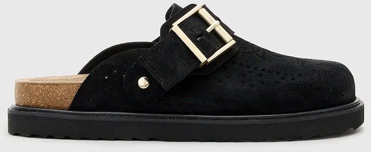 Semišové šľapky AllSaints Skye Mule čierna farba, W046FC