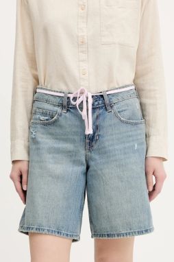 Rifľové krátke nohavice Hollister Co. jednofarebné, stredne vysoký pás, KI349-5099