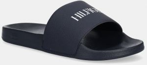 Šľapky Tommy Hilfiger TH PRINT TUMBLE POOL SLIDE tmavomodrá farba, FM0FM05505