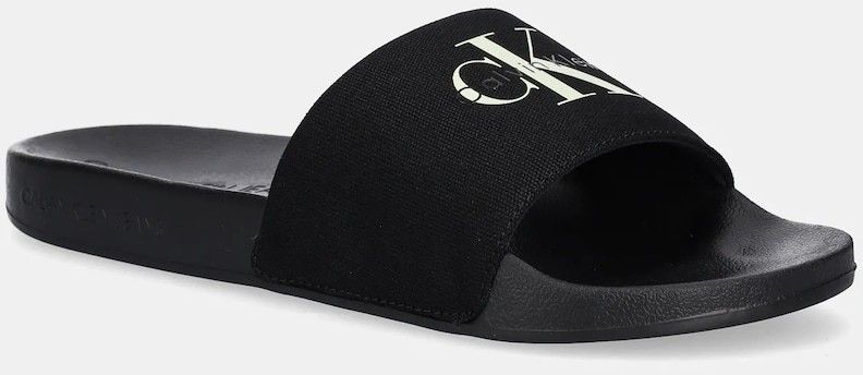 Šľapky Calvin Klein Jeans SLIDE MONOLOGO CV čierna farba, YM0YM01367