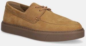 Nubukové mokasíny Calvin Klein HYBRID LACE UP BOAT NU hnedá farba, HM0HM01892