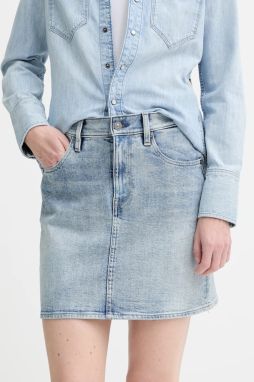 Rifľová sukňa G-Star mini, rovný strih, D24387-D930