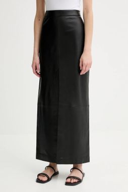 Kožená sukňa Filippa K čierna farba, maxi, rovný strih, 31409.FK