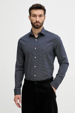 Košeľa Calvin Klein tmavomodrá farba, slim, s klasickým golierom, LV019EU005
