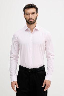 Košeľa Calvin Klein ružová farba, slim, s klasickým golierom, LV019EU002