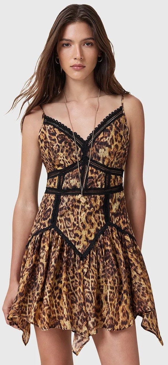 Šaty AllSaints ZIA oranžová farba, mini, áčkový strih, W095DC