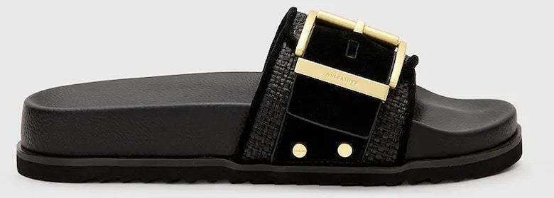 Šľapky AllSaints Ellie Raffia Slider čierna farba, W094FC