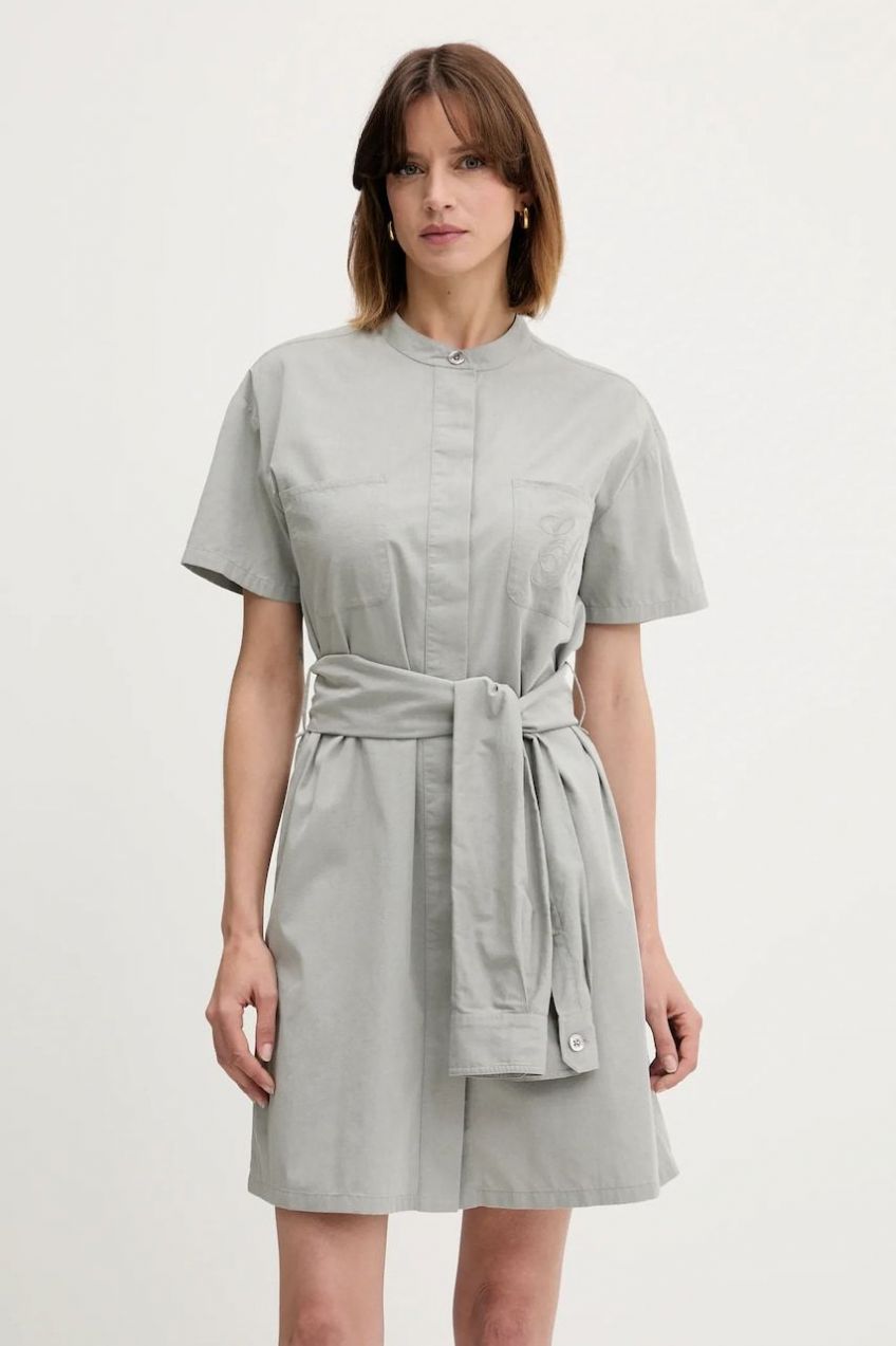 Šaty Emporio Armani šedá farba, mini, rovný strih, EW000738 AF12432