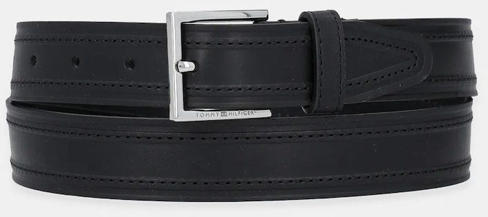 Kožený opasok Tommy Hilfiger čierna farba, AM0AM13441
