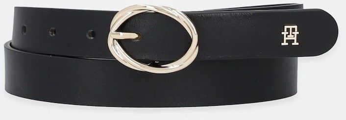 Kožený opasok Tommy Hilfiger čierna farba, AW0AW17932