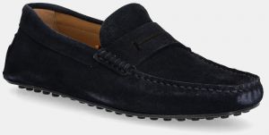 Semišové mokasíny Hackett London DRIVER LOAFER tmavomodrá farba, HMS21485