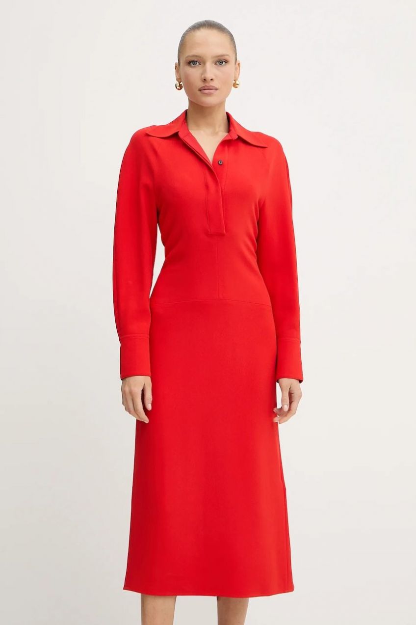 Šaty Victoria Beckham červená farba, maxi, áčkový strih, 1325WDR006598A