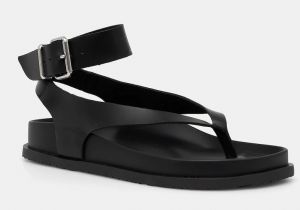 Kožené sandále Tommy Jeans TJW ANKLE STRAP SANDAL čierna farba, EN0EN02873