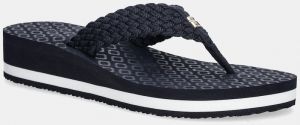 Šľapky Tommy Hilfiger TH CROCHET MID BEACH SANDAL tmavomodrá farba, na kline, FW0FW08737