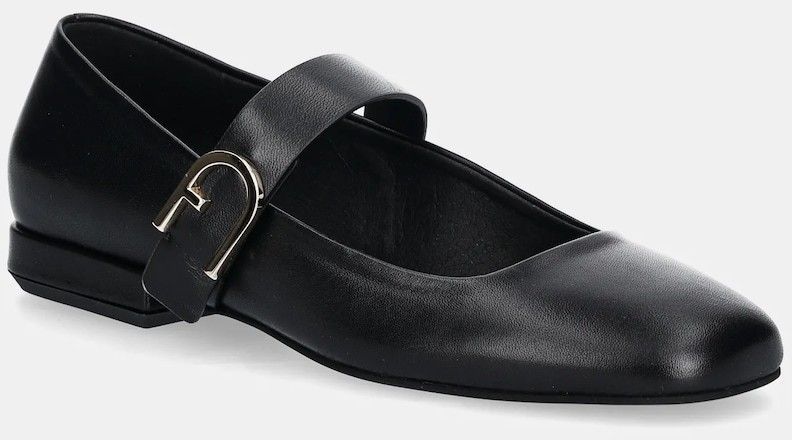 Kožené balerínky Furla Chic Ballerina čierna farba, YJ70HIC X30000 O6000